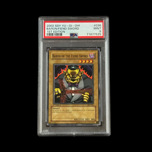Yu-Gi-Oh! Slab Baron Of The Fiend Sword 1st Edition SDY-036 PSA 9 Mint 2002