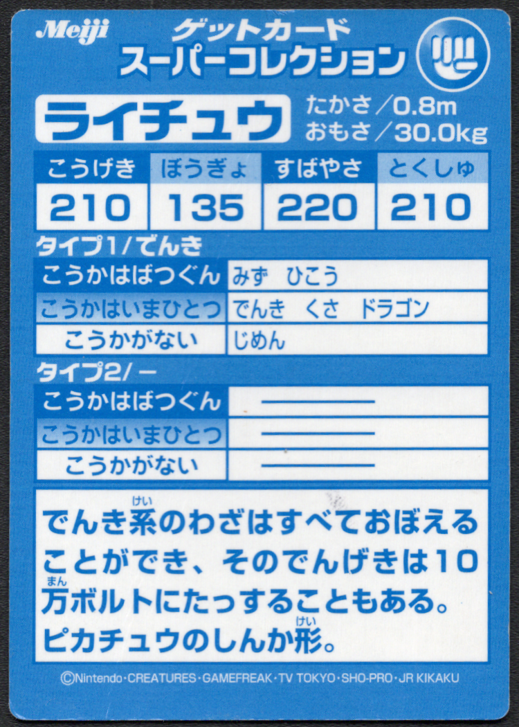 Pokemon Meiji Raichu Slightly Damaged 1999