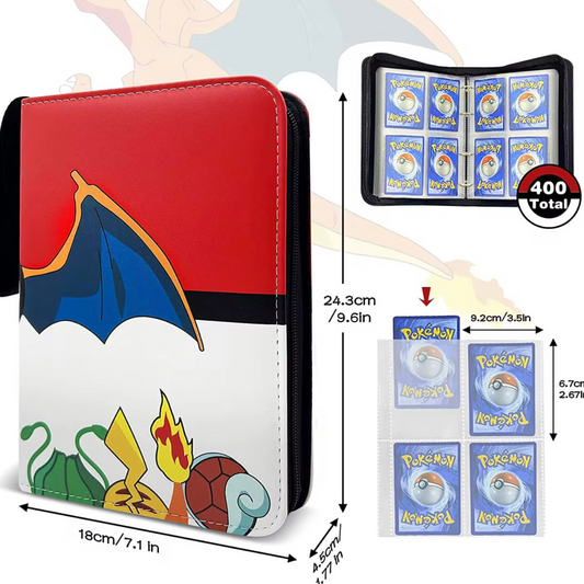 Pokemon 50x Pages 4x Pockets Leather Binder, 400 Cards Total