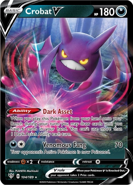 Crobat V (104/189) (SWSH03: Darkness Ablaze) (SWSH03)