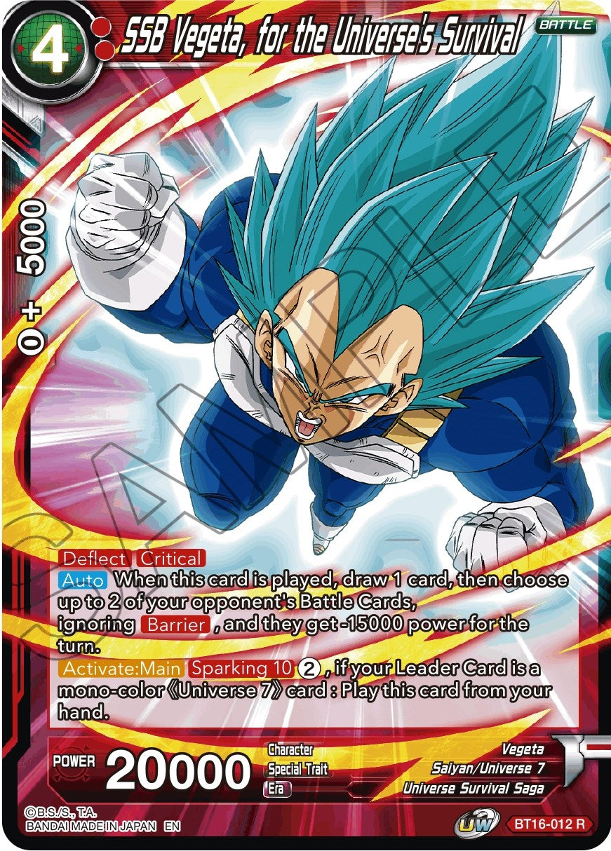 SSB Vegeta, for the Universe's Survival (BT16-012) (Realm of the Gods) (DBS-B16)