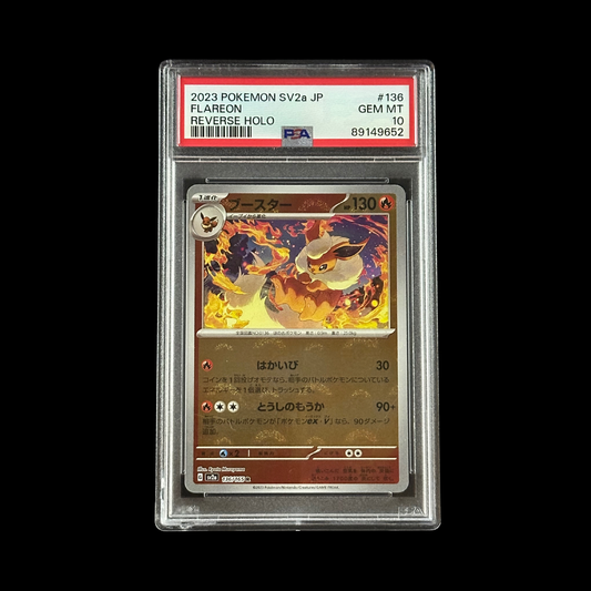 Pokemon JP Slab Flareon SV2A Reverse Holo 136/165 PSA 10 Gem 2023
