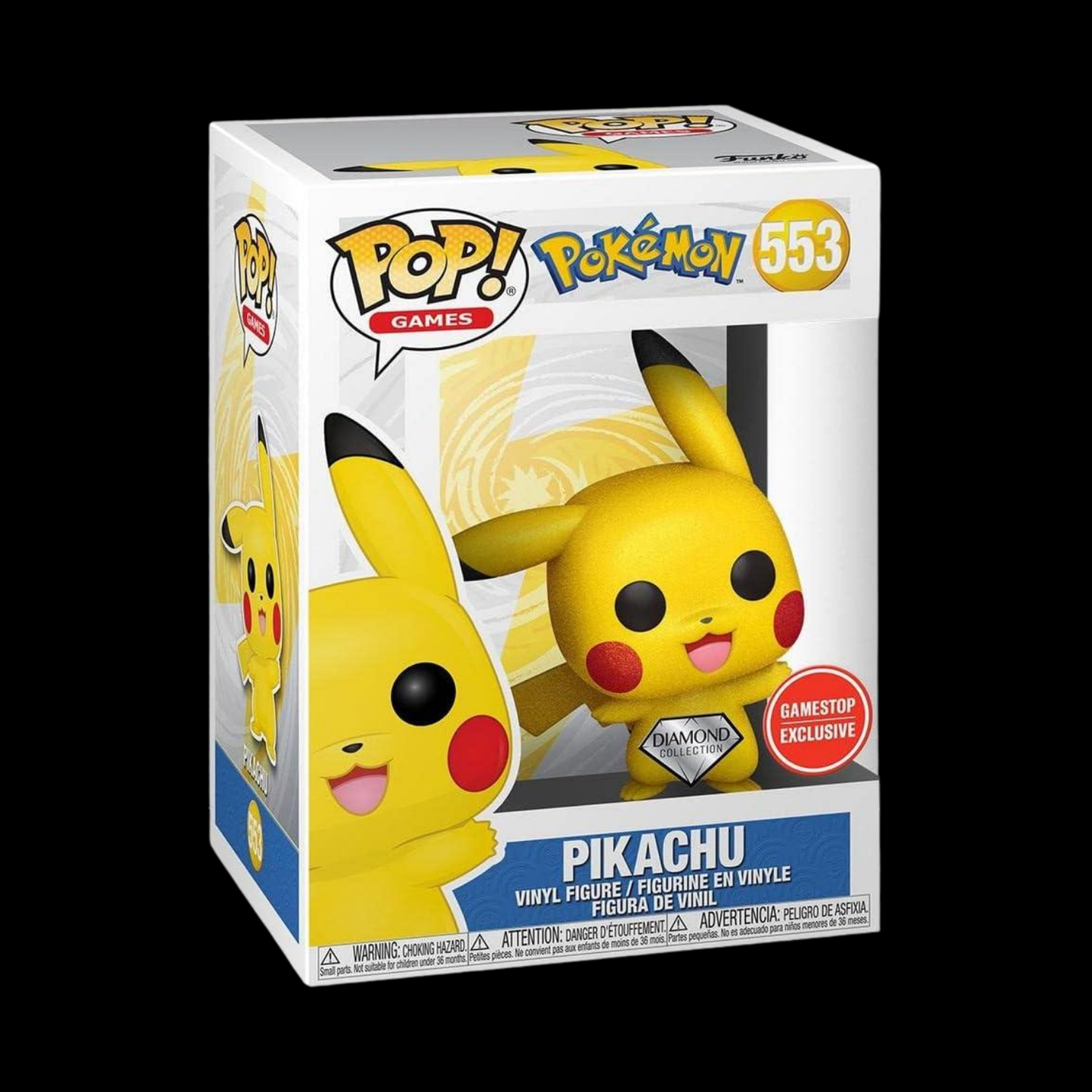 Pokemon Pikachu Funko Pop! Vinyl Figure #553 + Protector (Diamond – Gamestop Exclusive)