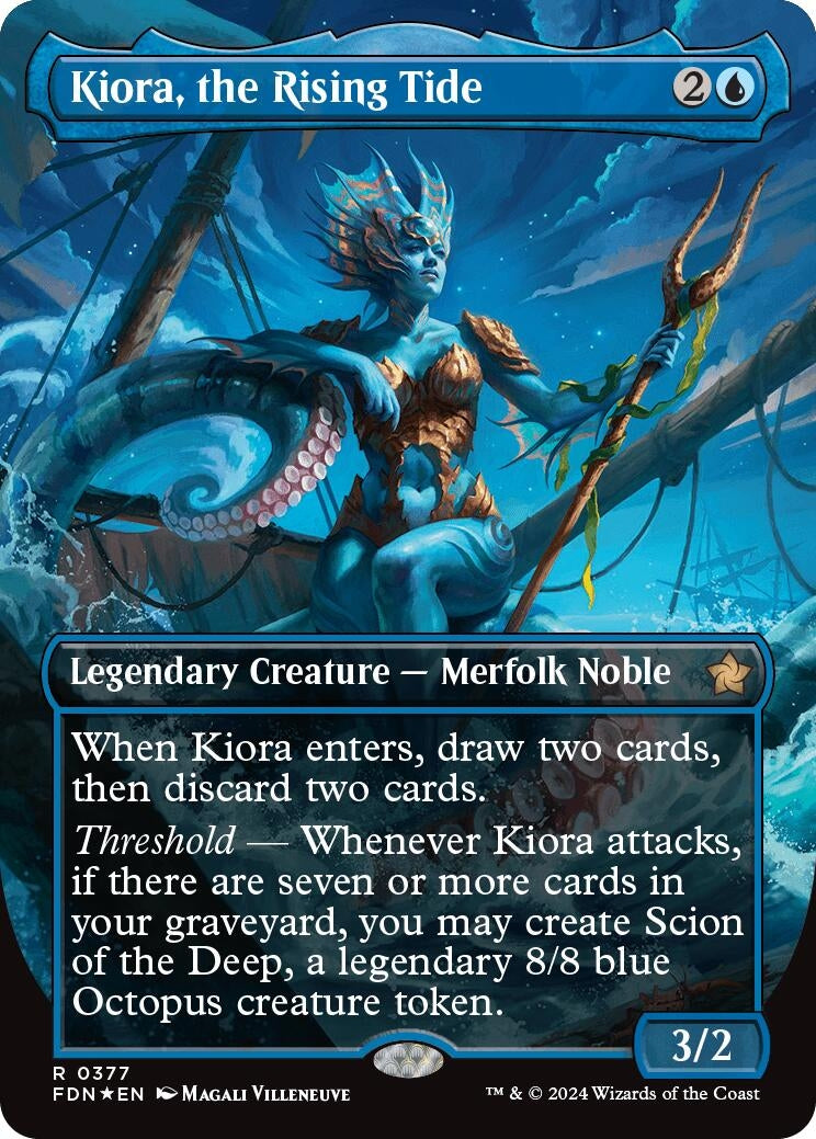 Kiora, the Rising Tide (Borderless) (Mana Foil) (377) (FDN)