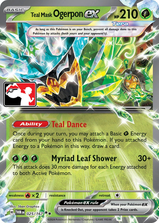 Teal Mask Ogerpon ex (025/167) (Prize Pack Series Cards)