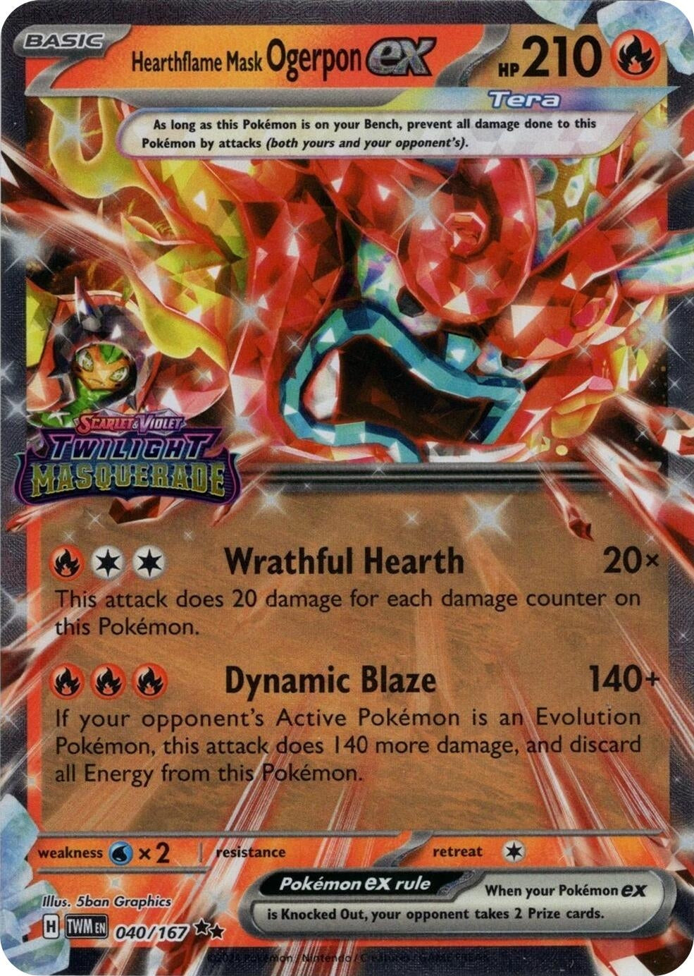 Hearthflame Mask Ogerpon ex (Twilight Masquerade Stamp) (040/167) (MCAP)