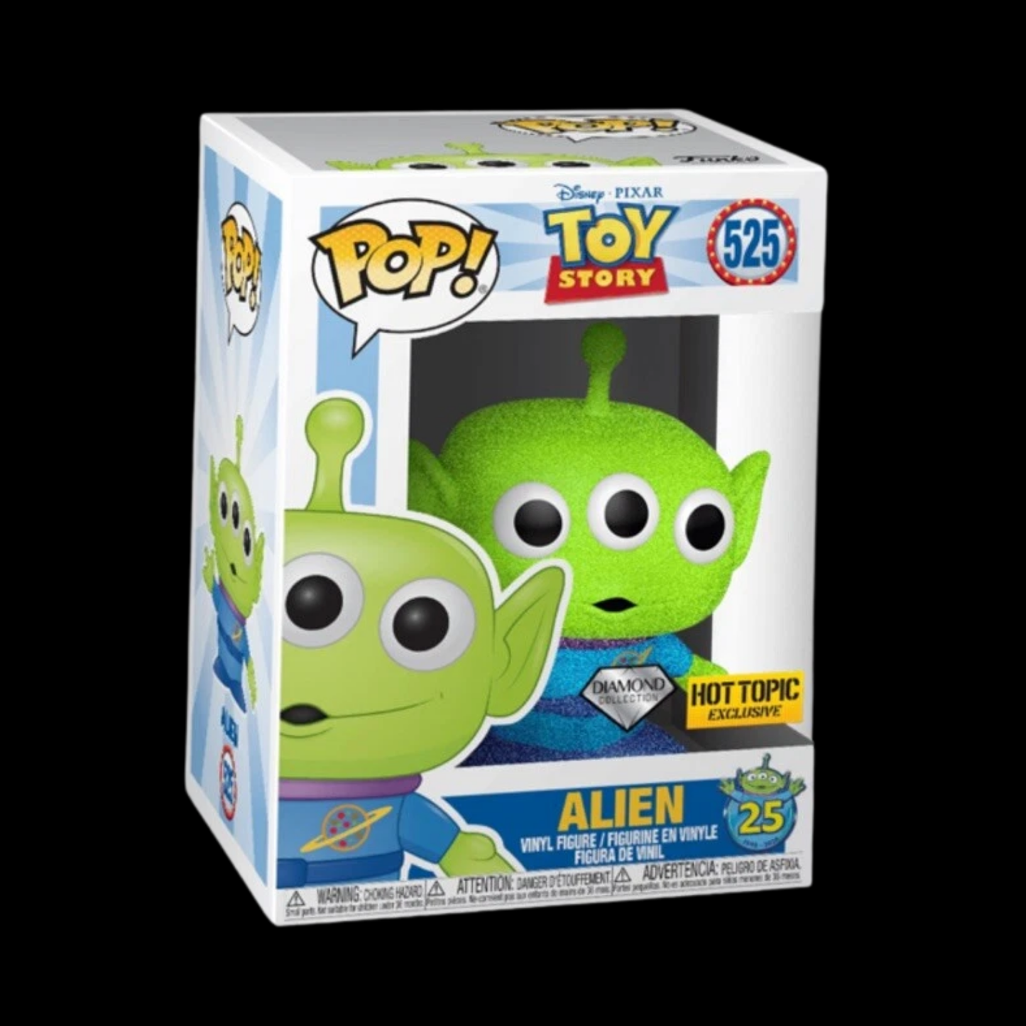 Toy Story Alien Funko Pop! Vinyl Figure #525 + Protector (Diamond – HOT TOPIC – 25 years)
