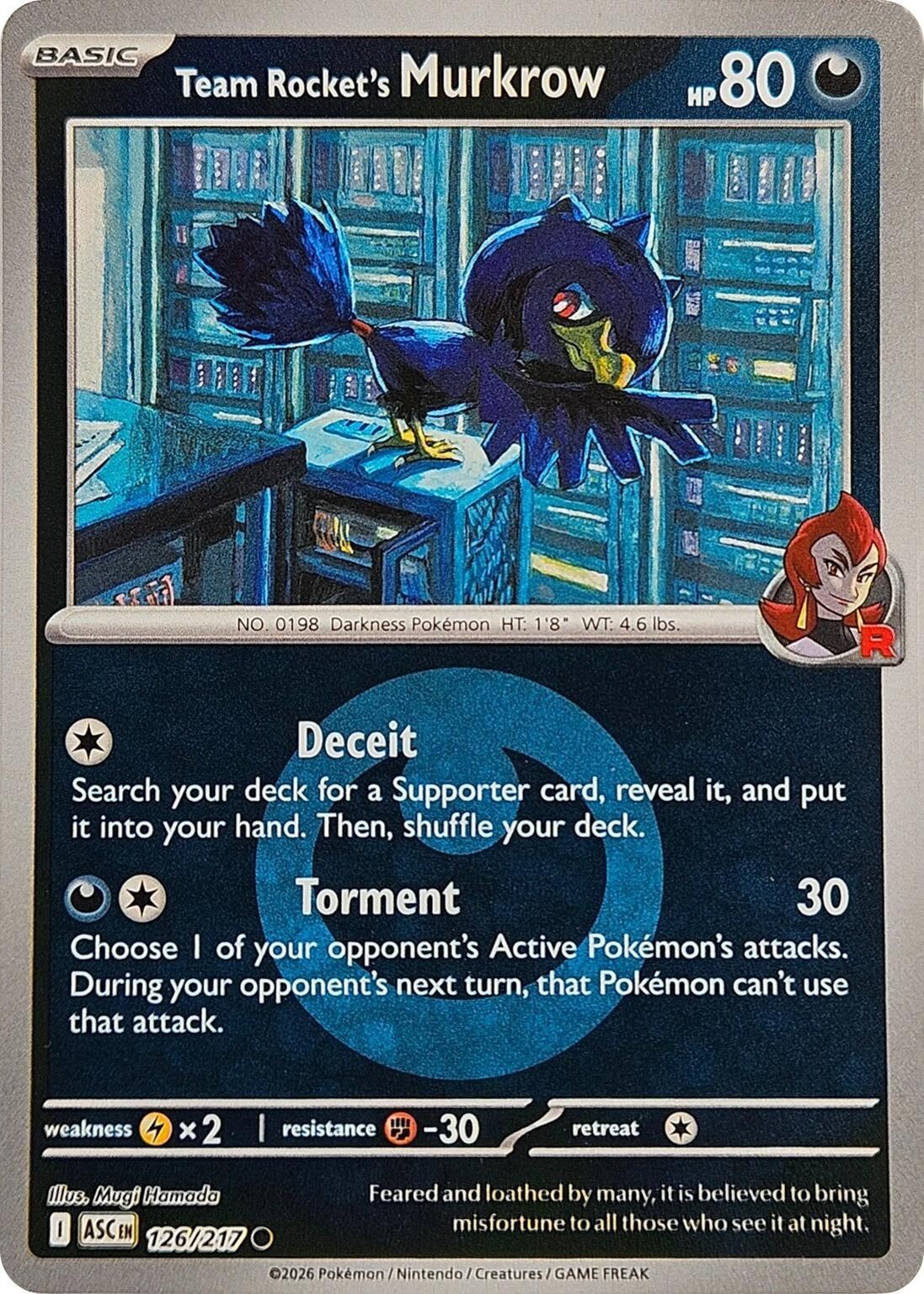 Team Rocket's Murkrow (Energy Symbol Pattern) (126/217) (ASC)