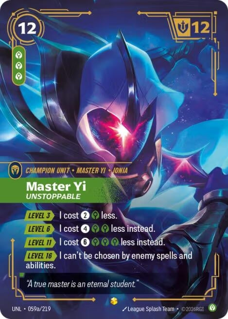 Master Yi, Unstoppable (Alternate Art) (059a/219) (UNL)