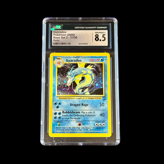 Pokemon Slab Gyarados Base Set 2 Holo 7/130 CGC 8.5 NM+ 2000