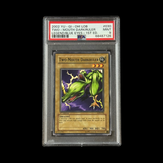 Yu-Gi-Oh! Slab Two-Mouth Darkruler 1st Edition LOB-030 PSA 9 Mint 2002