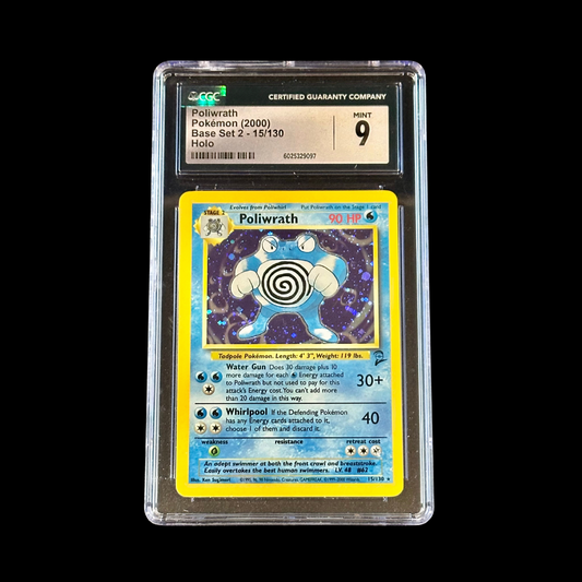 Pokemon Slab Poliwrath Base Set 2 Holo 15/130 CGC 9 Mint 2000