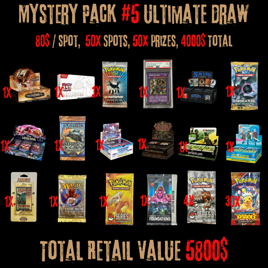 Mystery Pack #5 Ultimate Draw, 75$/Spot, 50x Prizes, 1800$ Bonus. December 3rd , 18:15