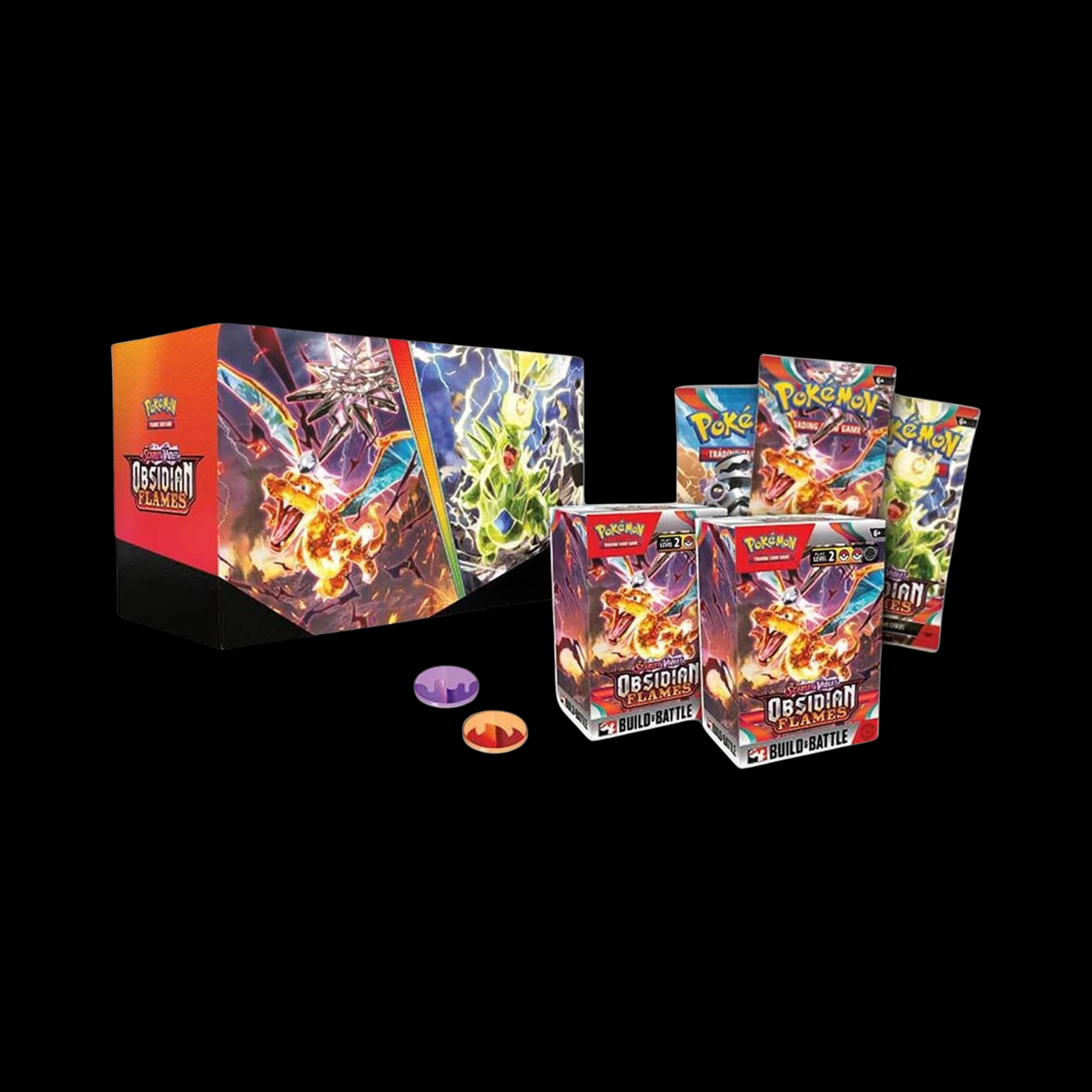 Pokemon Scarlet & Violet Obsidian Flames Build & Battle Stadium (11 Packs + 2 Promos)