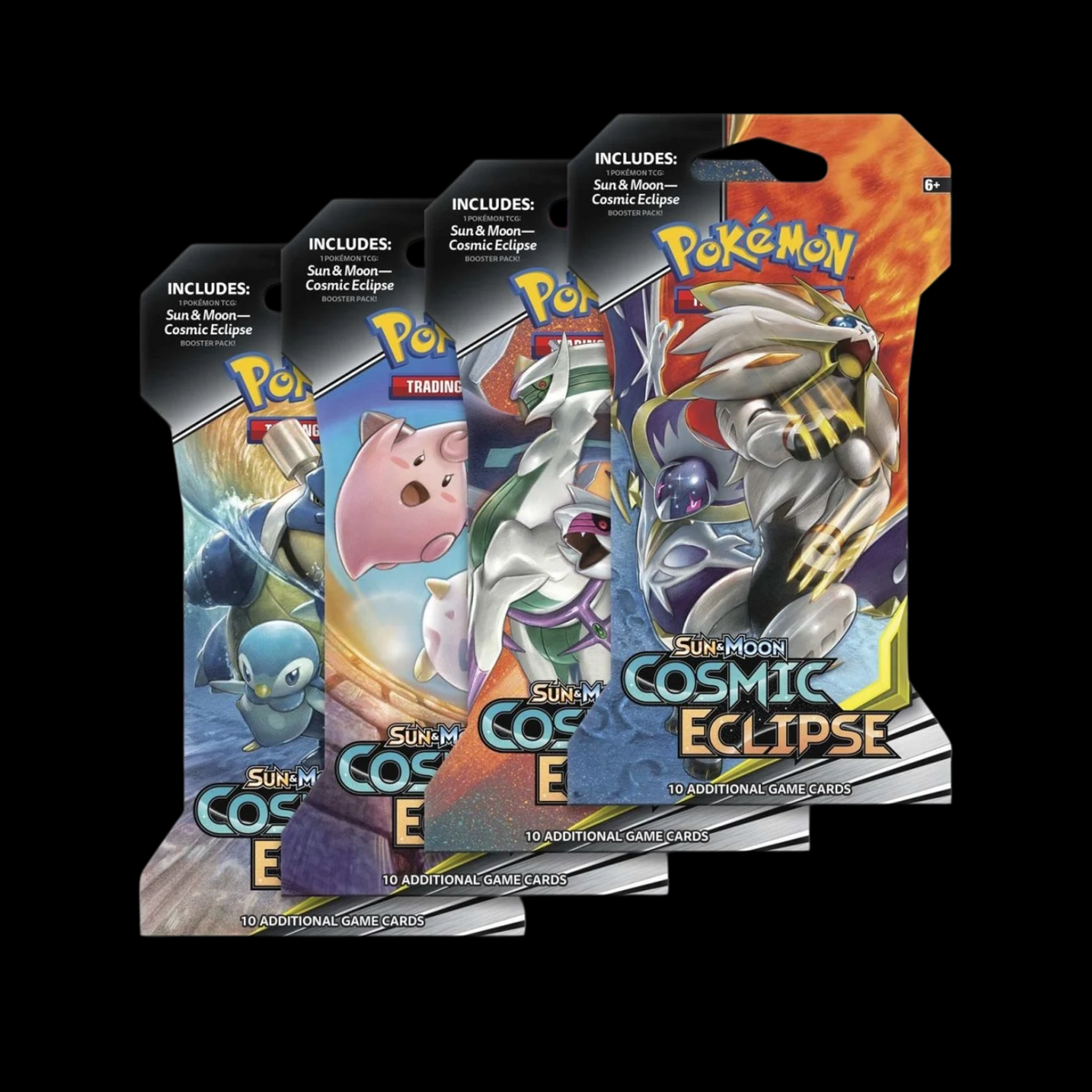 Pokemon Sun & Moon Cosmic Eclipse x4 Sleeved Booster Pack Art Set 2019