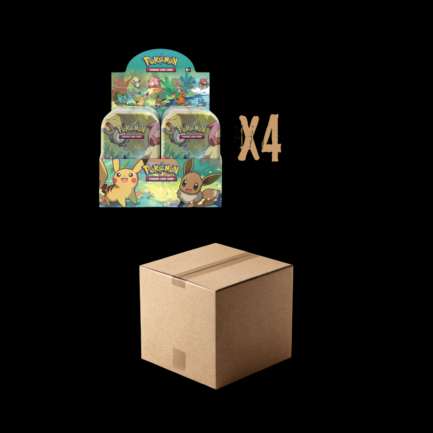 Pokemon Sword & Shield Kanto Friends Mini Tin x4 Display Sealed Case (Astral R & Silver T)