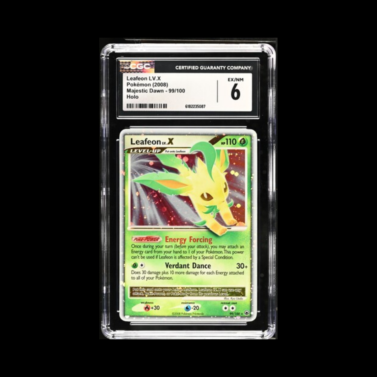 Pokemon Slab Leafeon LV.X 99/100 Holo CGC 6 EX-MT 2008