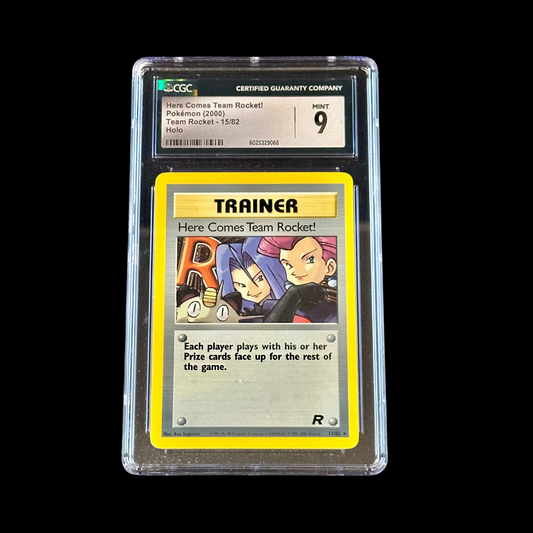 Pokemon Slab Here Comes Team Rocket, Team Rocket Holo 15/82 CGC 9 Mint 2000