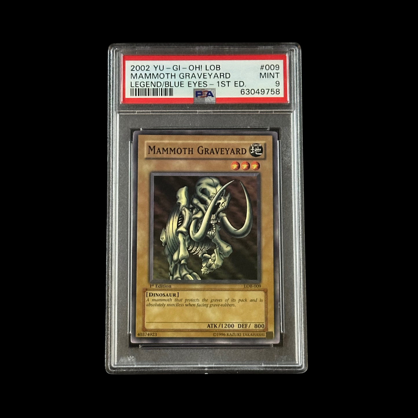 Yu-Gi-Oh! Slab Mammoth Graveyard 1st Edition LOB-009 PSA 9 Mint 2002
