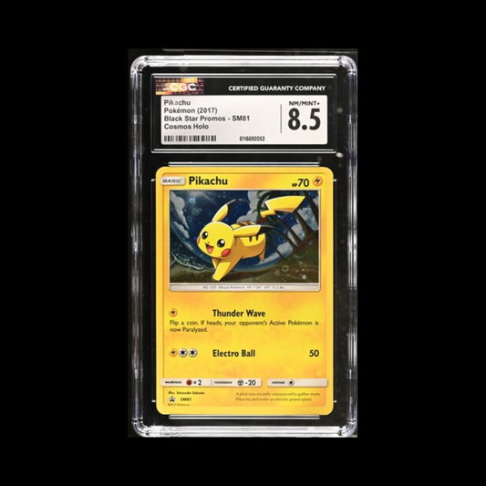 Pokemon Slab Pikachu SM81 Cosmos Holo CGC 8.5 NM 2017