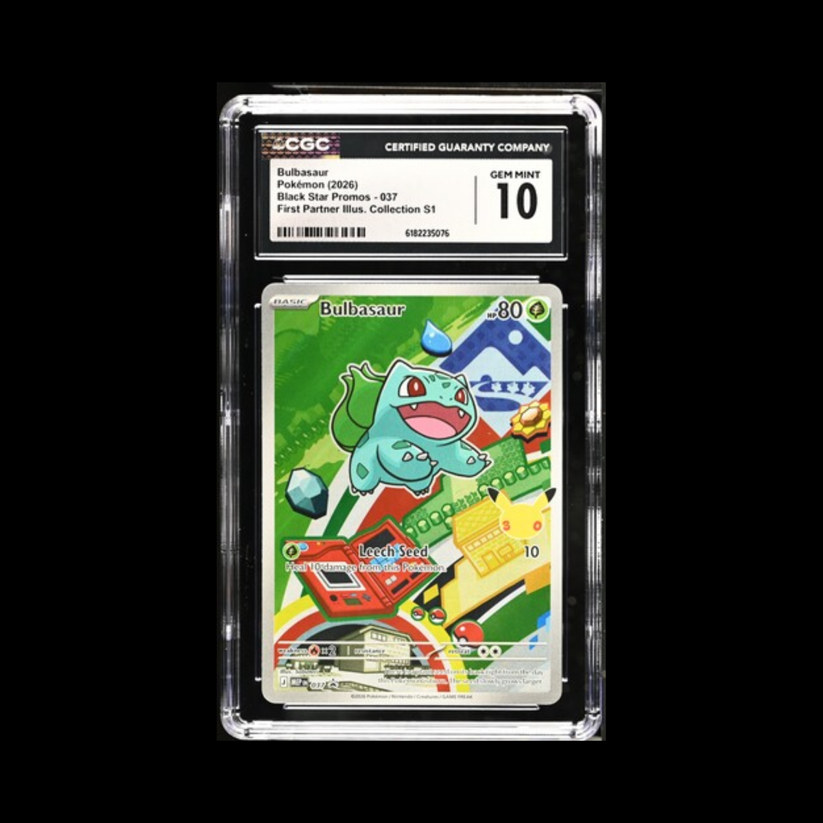 Pokemon Slab Bulbasaur 037 CGC 10 Gem 2026