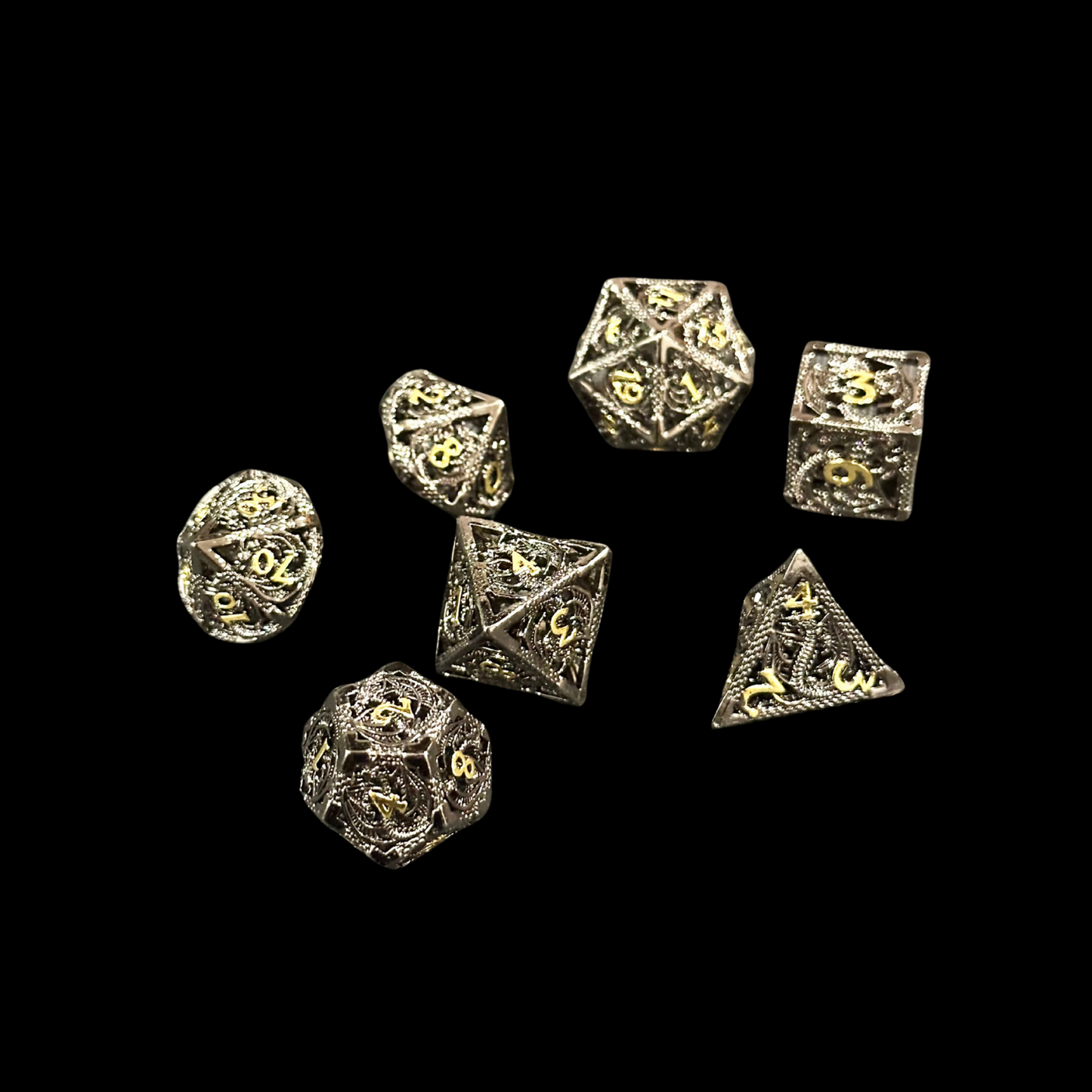 Dungeons And Dragons Metal Dice Set Gold Metal