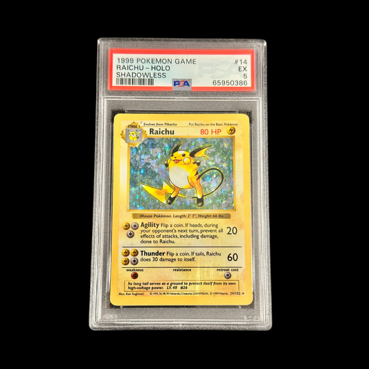 Pokemon Slab Raichu Holo Shadowless 14 Base Set PSA 5 EX 1999