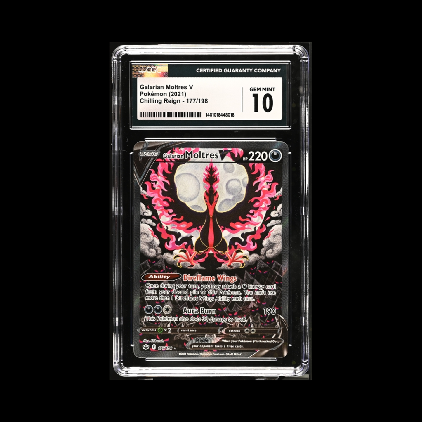 Pokemon Slab Galarian Moltres V 177 CGC 10 Gem 2021