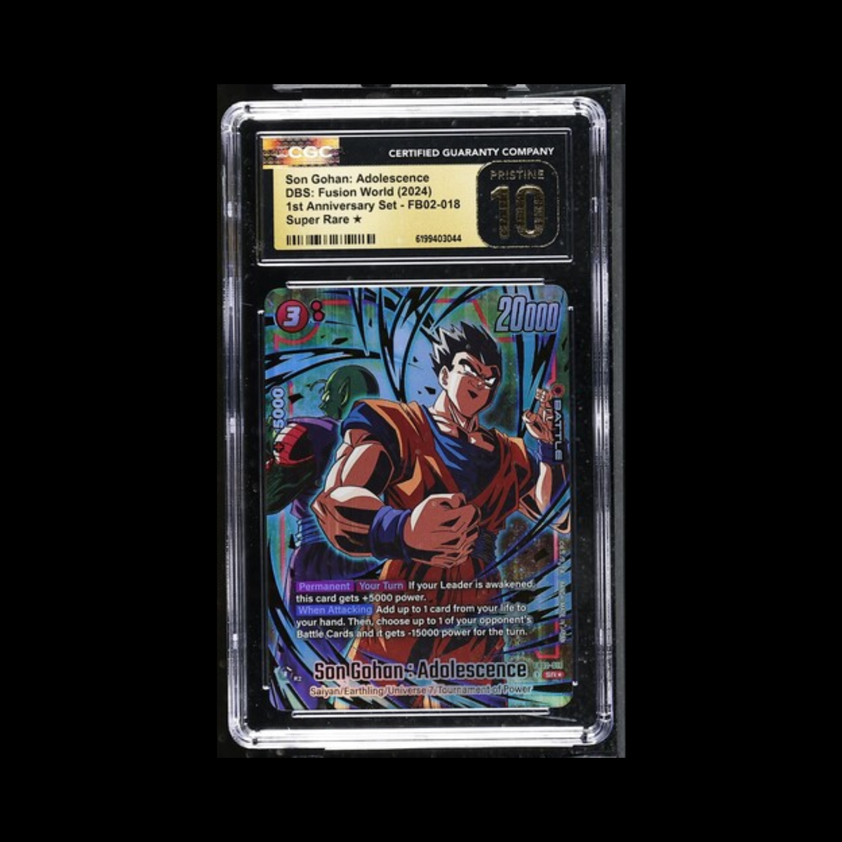Dragon Ball Super Fusion World Slab Son Gohan: Adolescence FB02-018 CGC Pristine 10 2024