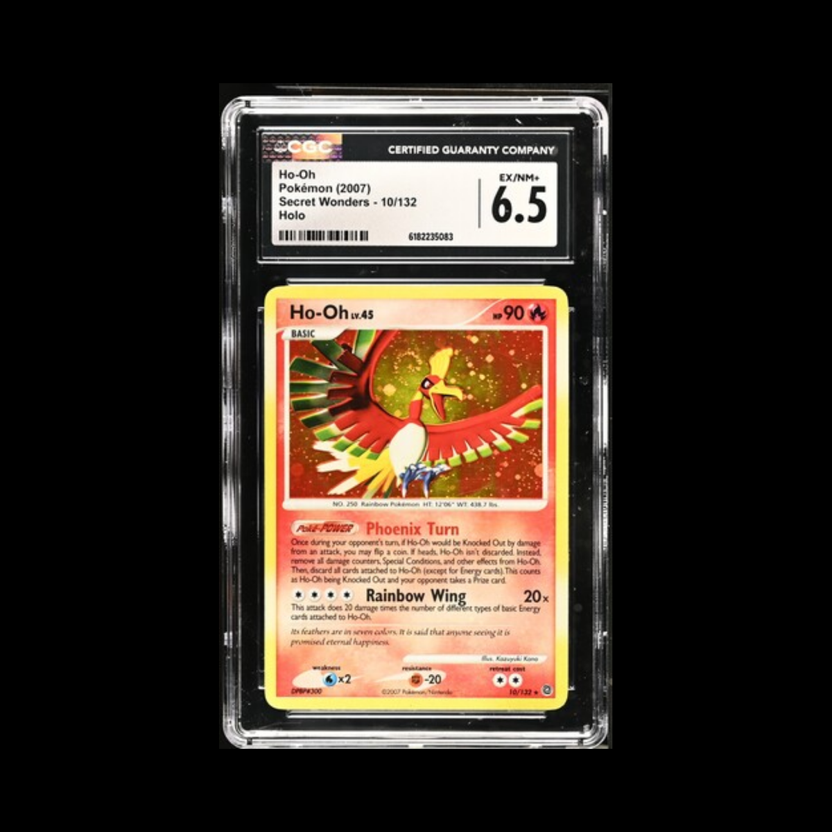 Pokemon Slab Ho-Oh 10/132 Holo CGC 6.5 EX-MT 2007