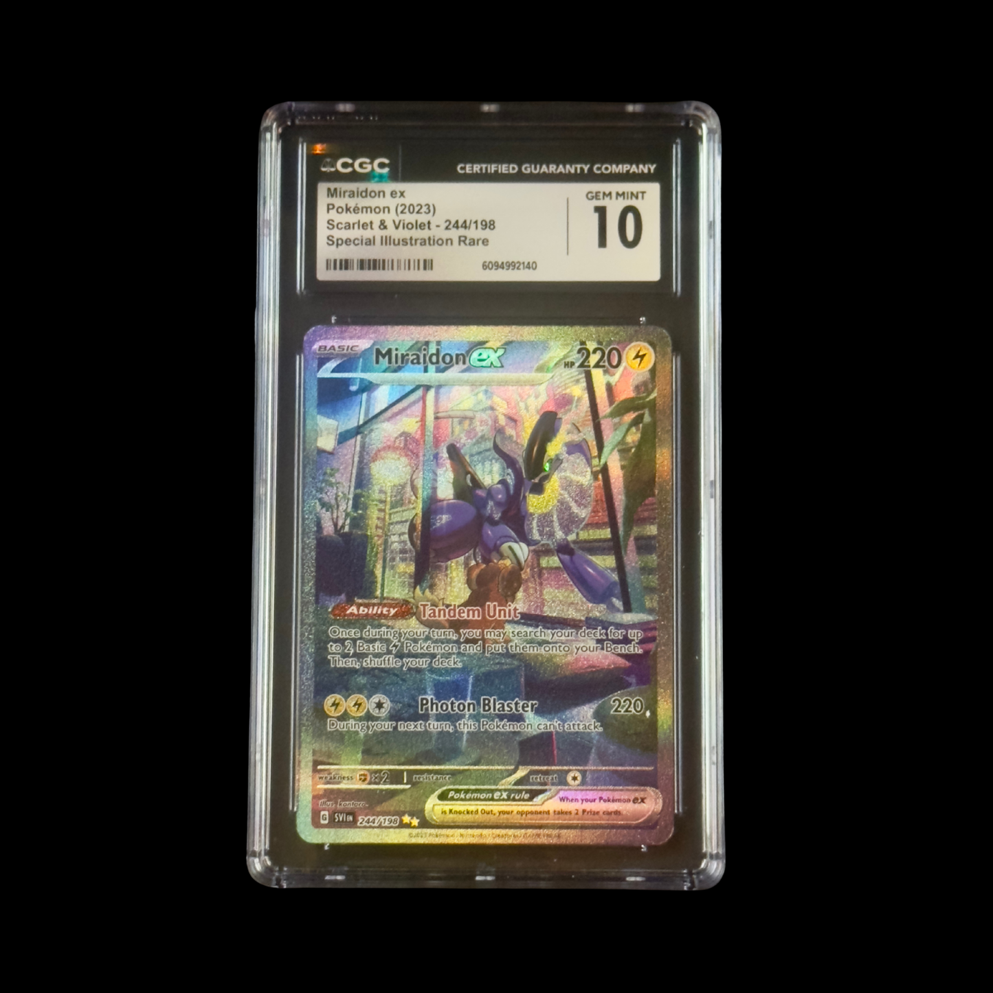 Pokemon Slab Miraidon EX 244 CGC 10 Gem 2023