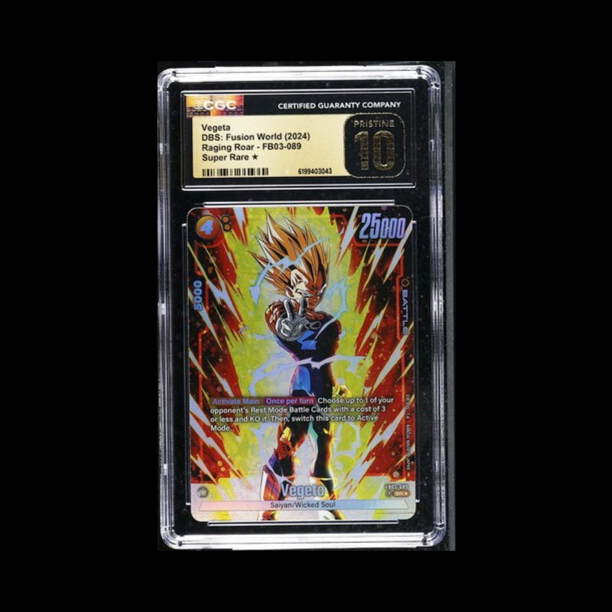 Dragon Ball Super Fusion World Slab Vegeta FB03-089 CGC Pristine 10 2024