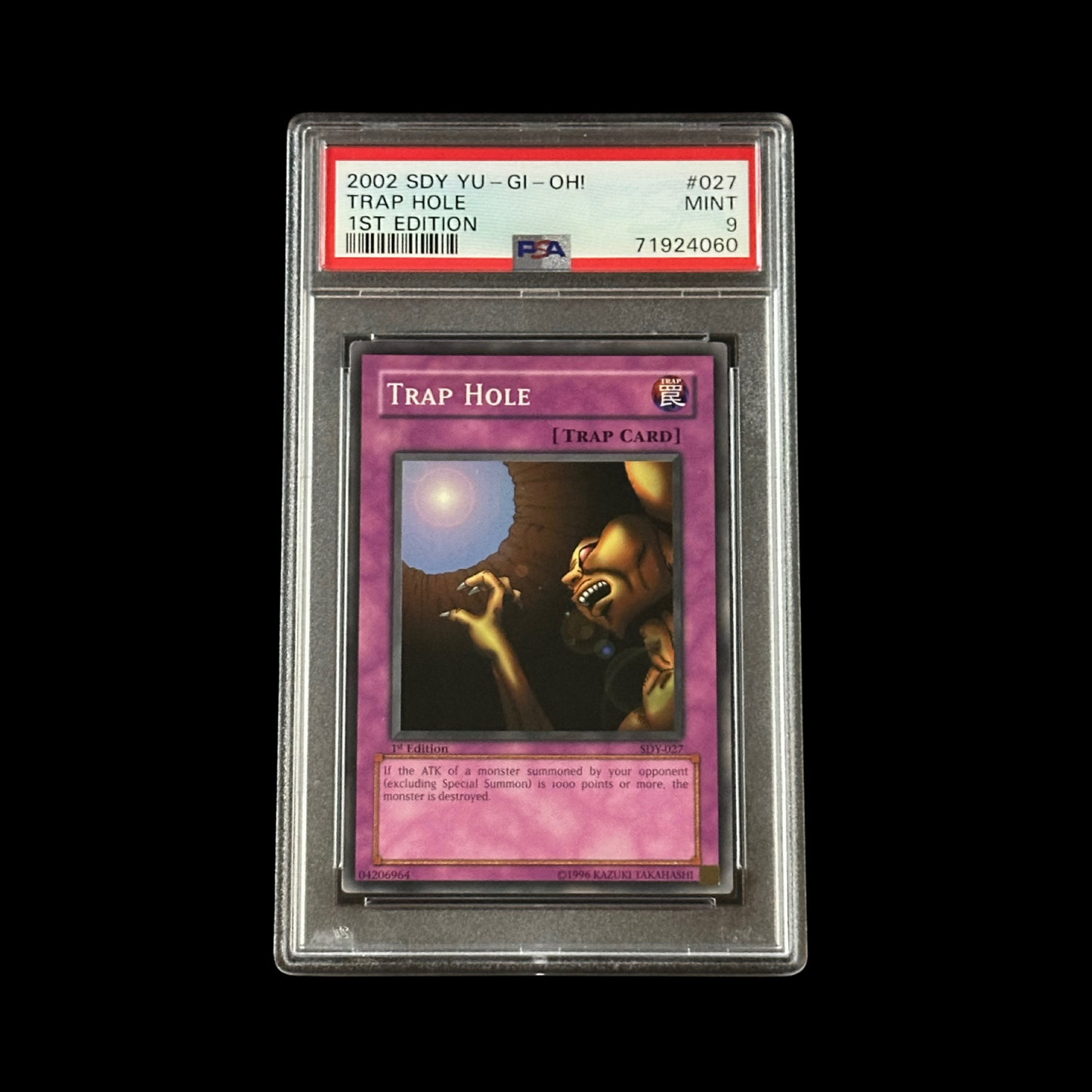Yu-Gi-Oh! Slab Trap Hole 1st Edition SDY-027 PSA 9 Mint 2002
