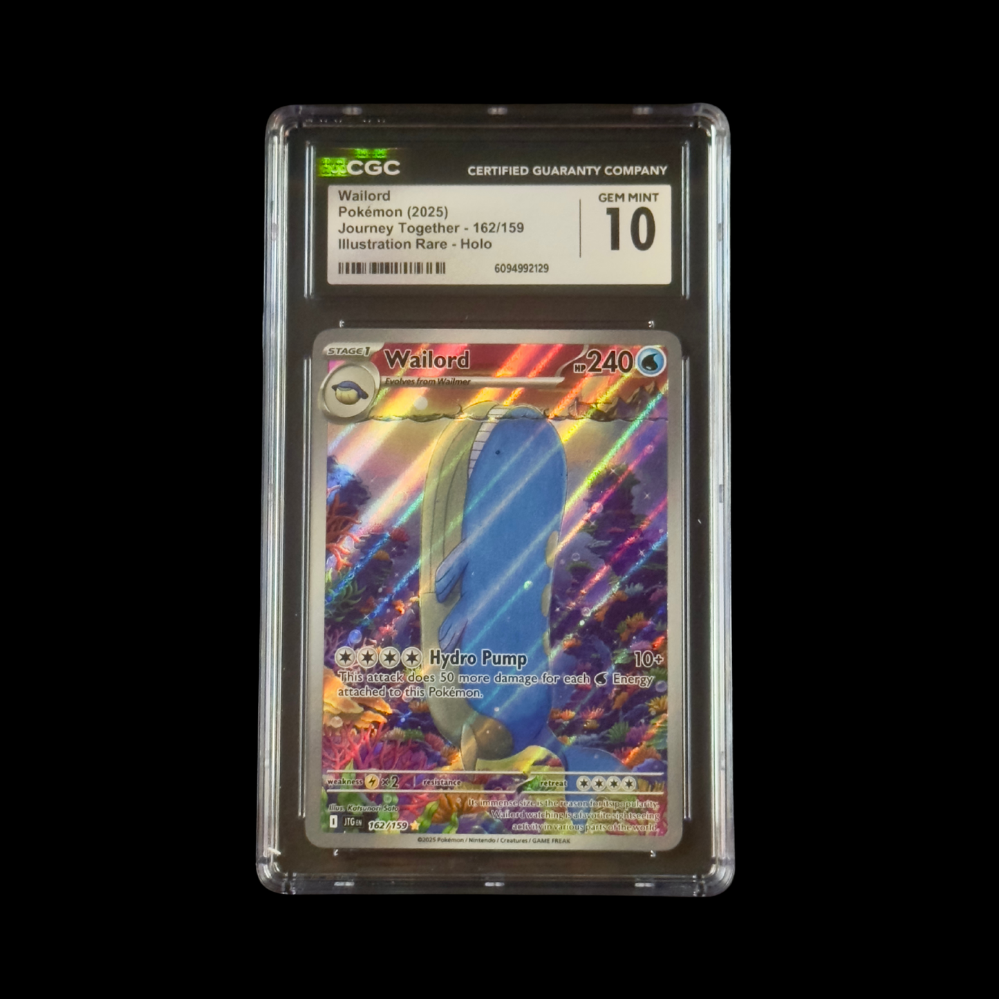 Pokemon Slab Wailord 162 CGC 10 Gem 2025