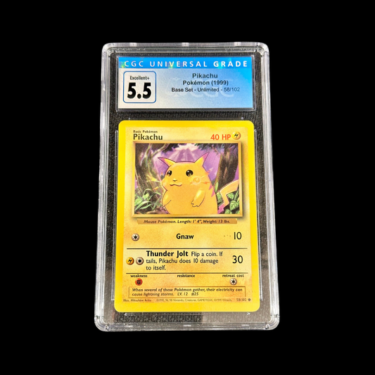 Pokemon Slab Pikachu 58 Base Set CGC 5.5 EX+ 1999