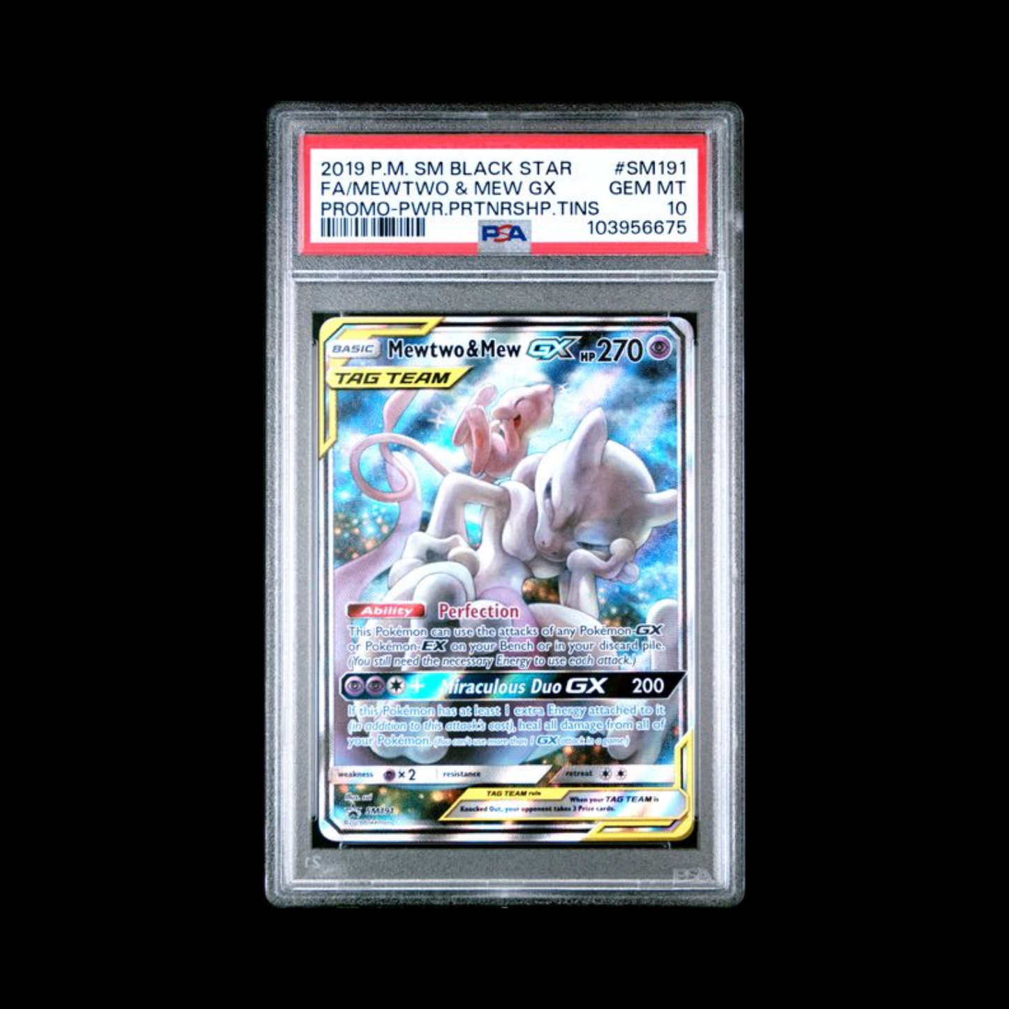 Pokemon Slab Mew & Mewtwo GX SM191 PSA 10 Gem 2019
