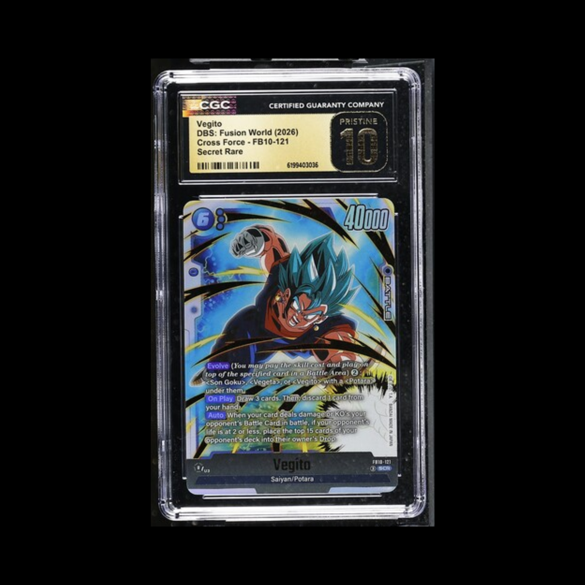 Dragon Ball Super Fusion World Slab Vegito FB10-121 CGC Pristine 10 2026