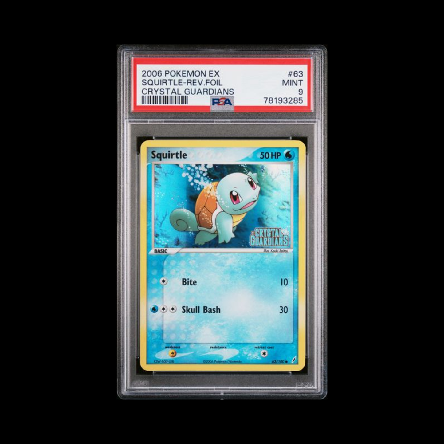 Pokemon Slab Squirtle 63 Reverse Holo PSA 9 Mint 2006