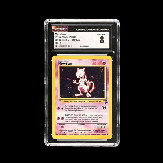 Pokemon Slab Mewtwo 10 Holo Base Set 2 CGC 8 NM 2000