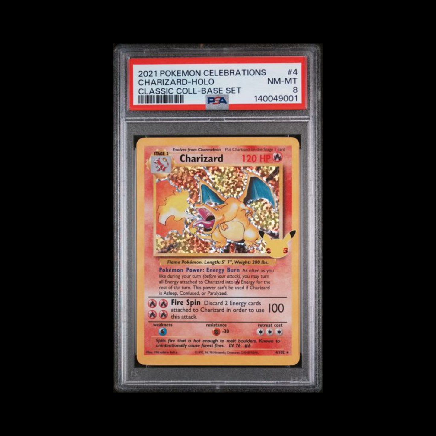 Pokemon Slab Charizard 4 Celebration PSA 8 Near Mint 2021