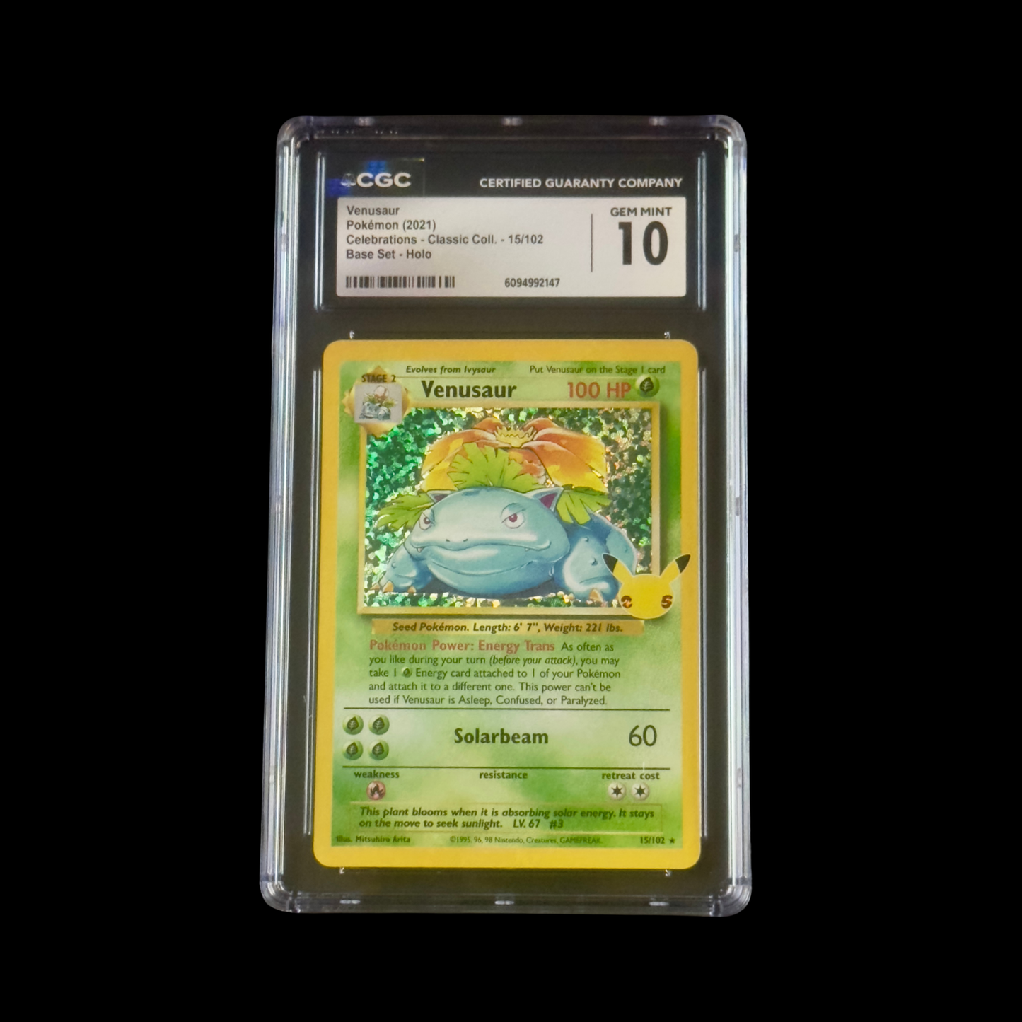 Pokemon Slab Venusaur 15 Celebration CGC 10 Gem 2021