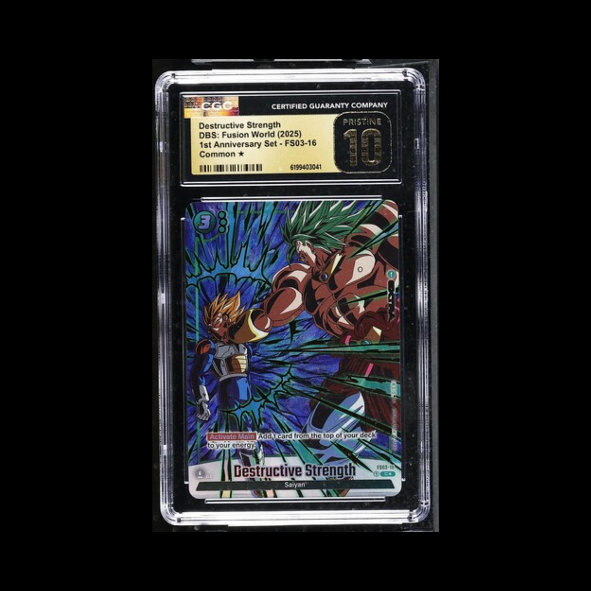 Dragon Ball Super Fusion World Slab Destructive Strength FS03-16 CGC Pristine 10 2025
