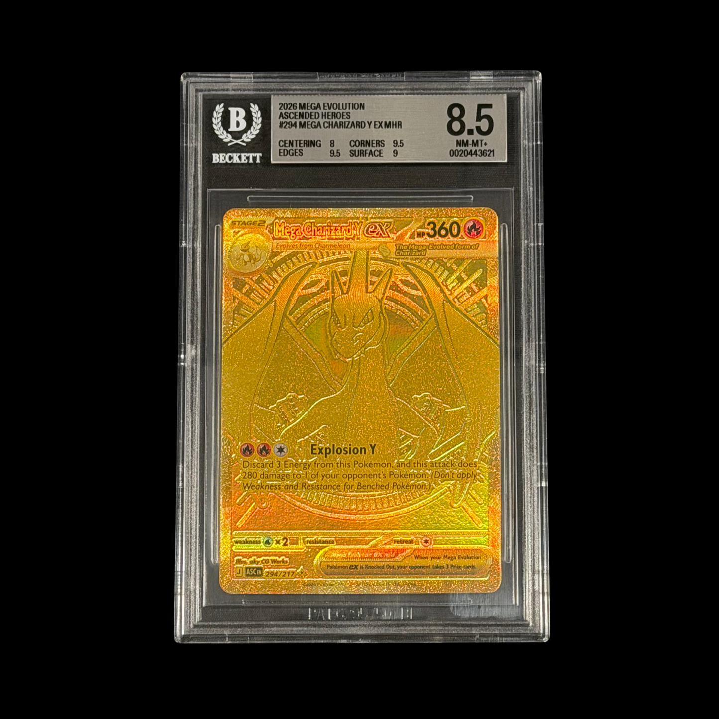 Pokemon Slab Mega Charizard Y EX 294 BGS 8.5 Near Mint+ 2026