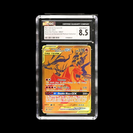 Pokemon Slab Reshiram & Charizard Gx SM247 CGC 8.5 NM 2021