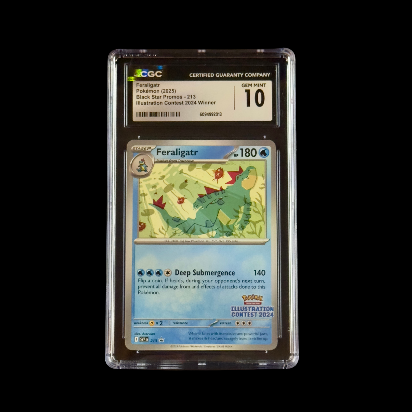 Pokemon Slab Feraligatr Illustration Contest 213/BSP CGC 10 Gem 2025