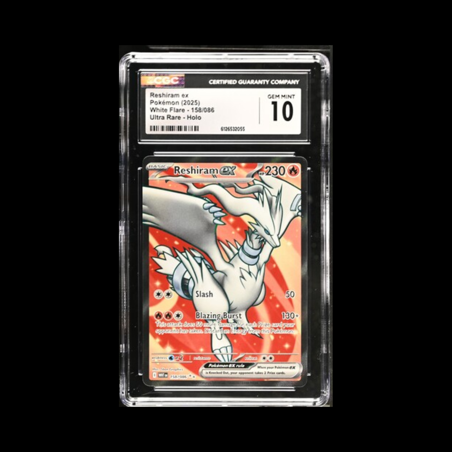 Pokemon Slab Reshiram EX 158 CGC 10 Gem Mint 2025