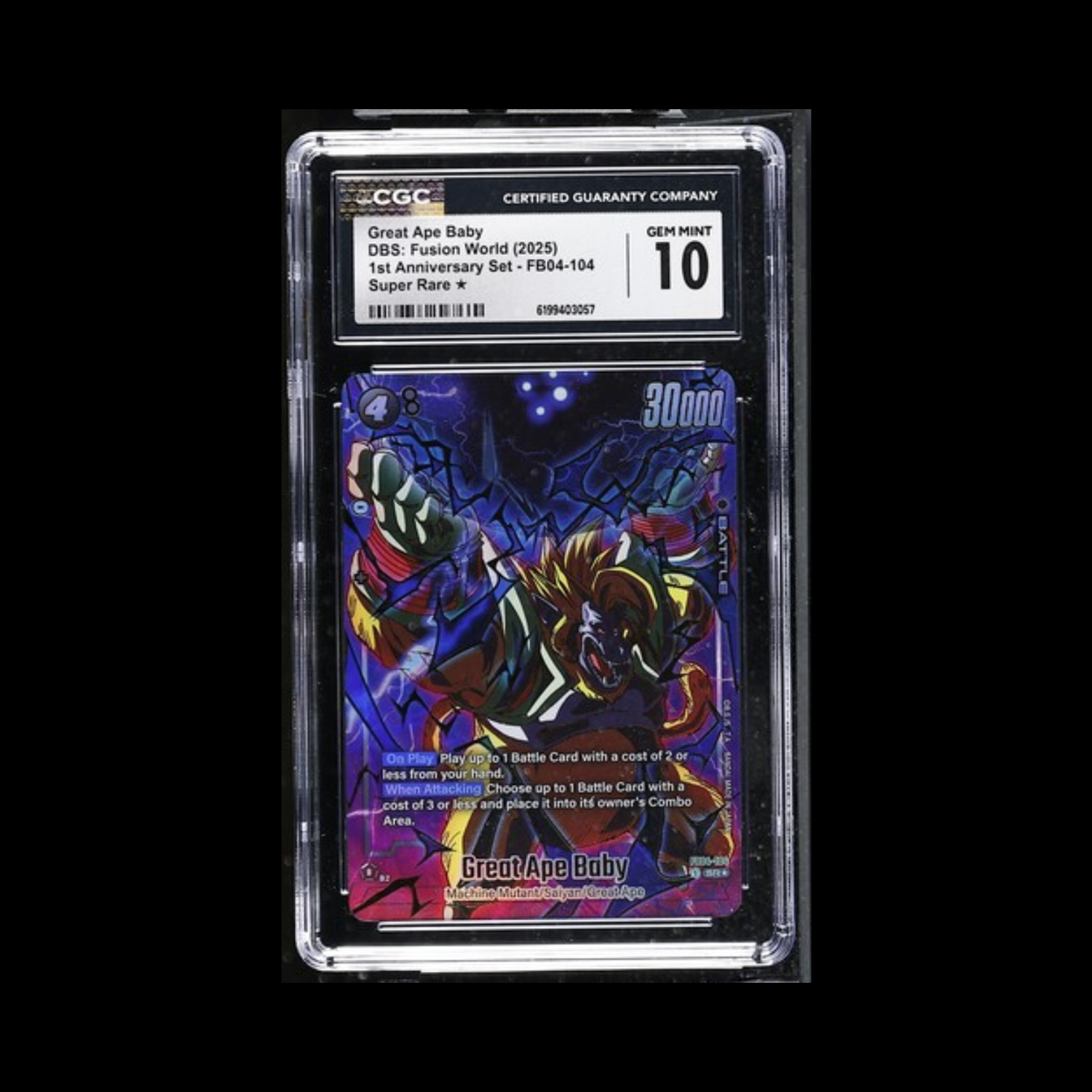 Dragon Ball Super Fusion World Slab Great Ape Baby FB04-104 CGC 10 Gem 2025
