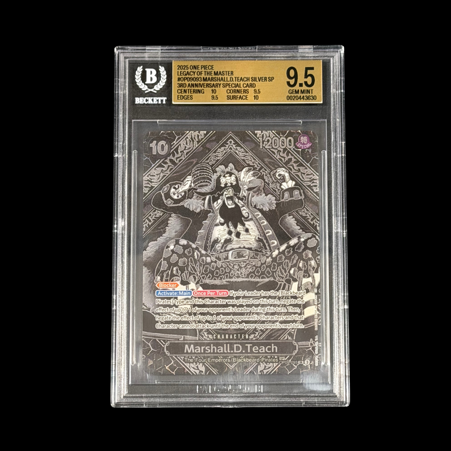 One Piece Slab Marshall.D.Teach OP09-093 Silver SP BGS 9.5 Mint+ 2025