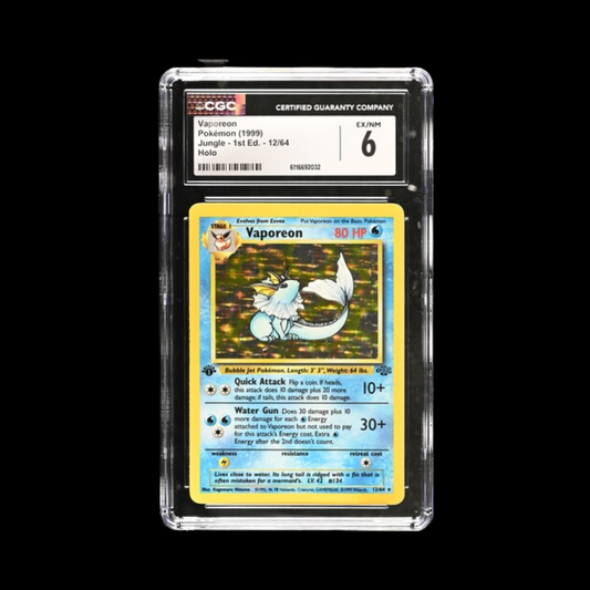Pokemon Slab Vaporeon 12 1st Ed Holo CGC 6 EX 1999