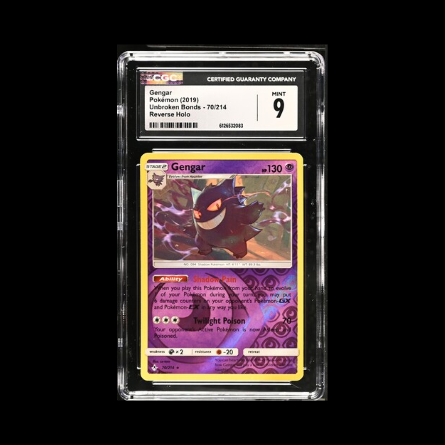 Pokemon Slab Gengar 70 Reverse Holo CGC 9 Mint 2019